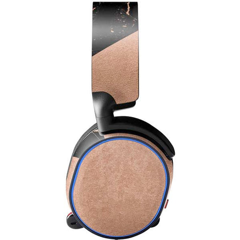 Black and Rose Gold Marble Split SteelSeries Arctis 3 Skin